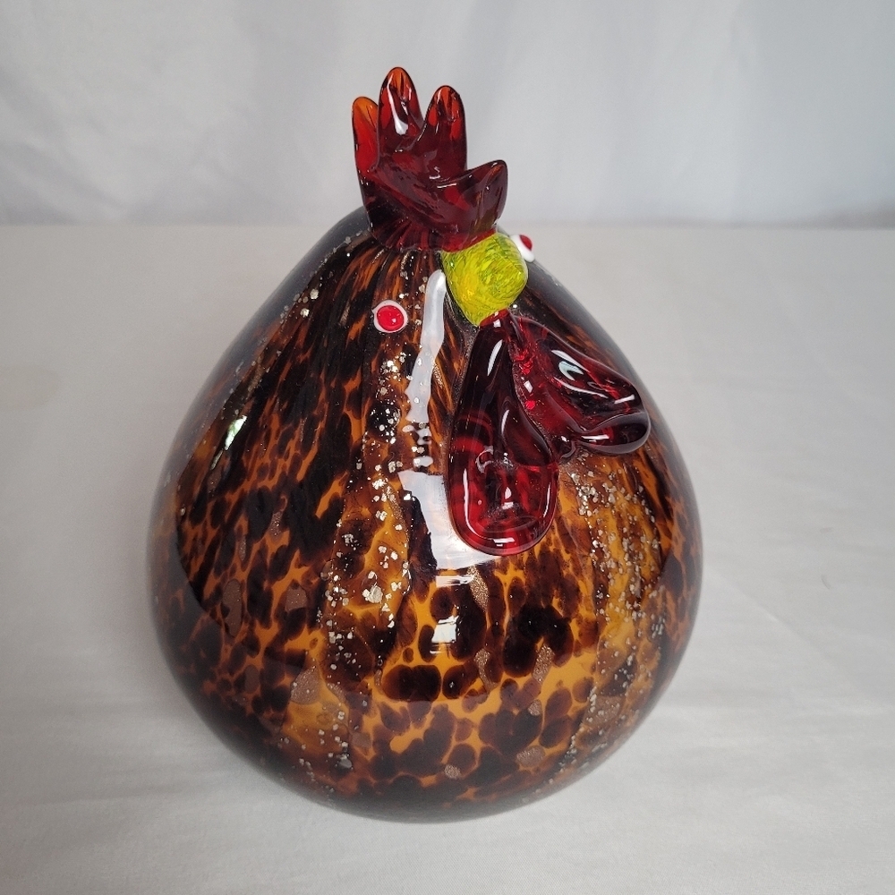 Art Glass Chicken/ Rooster Hand Blown Glass Heavy 4.5lbs 8 Inch Tall 6.5 Wide